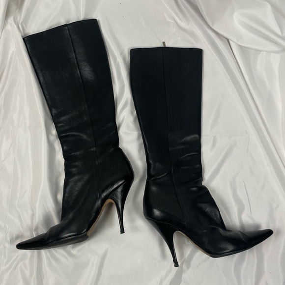 Christian Dior Vintage Leather Black Heeled Boots - Picture 3 of 8